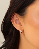 Brinco Argola Click Quadrados Cristal 1.5 cm Banhado a Ouro 18K