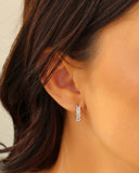 Brinco Argola Click Quadrados Cristal 1.5 cm Ródio Branco