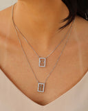 Gargantilha Dupla Cruz Coração Cravejado Cristal Ródio Branco