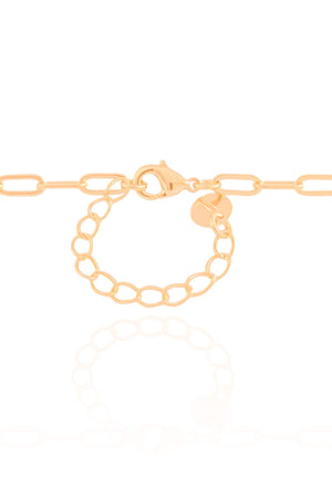 Gargantilha Elos Retângulo Cristal Banhado a Ouro 18K - 45 cm