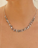 Gargantilha Elos Folhas Lisas Ródio Branco - 40 cm