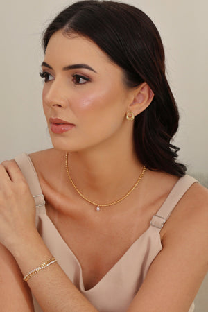 Choker Grumet Gota Cristal Banhado a Ouro 18K