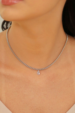 Choker Grumet Gota Cristal Ródio Branco