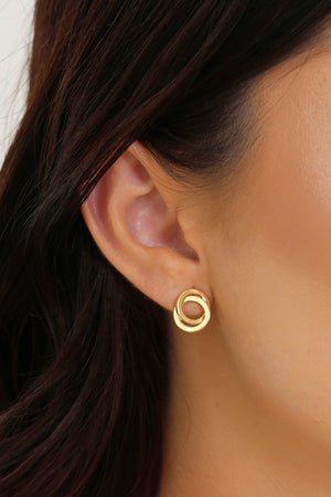 Brinco Círculos Entrelaçados 1.3 cm Banhado a Ouro 18K