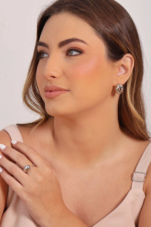 Anel Ajustável Gota Lisa Tamanho M Ródio Branco