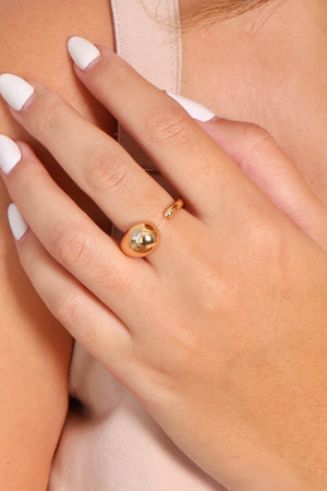 Anel Ajustável Gota Lisa Tamanho G Banhado a Ouro 18K