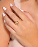 Anel Ajustável Gota Lisa Tamanho G Banhado a Ouro 18K