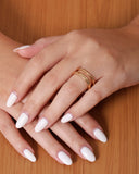 Anel Ajustável Filetes Lisos Tamanho P Banhado a Ouro 18K