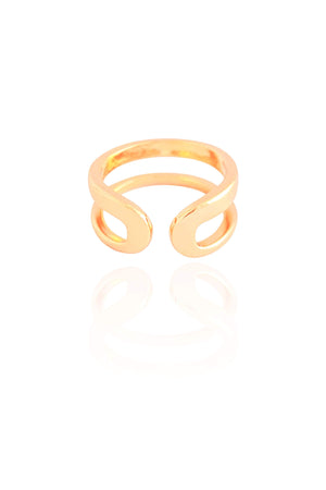 Anel Ajustável Filetes Lisos Tamanho P Banhado a Ouro 18K