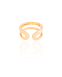 Anel Ajustável Filetes Lisos Tamanho P Banhado a Ouro 18K