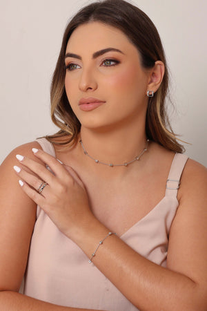 Anel Ajustável Filetes Lisos Tamanho P Ródio Branco