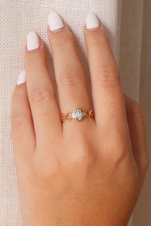 Anel Flor Cravejada Cristal Tamanho 24 Banhado a Ouro 18K