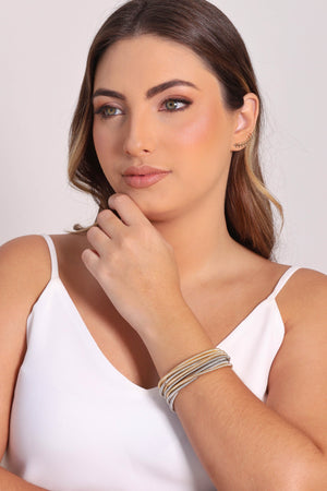 Bracelete Mola Rabo de Rato 3 mm Ródio Branco