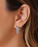 Brinco Argola Quadrada Baguetes Cristal 1.8 cm Ródio Branco