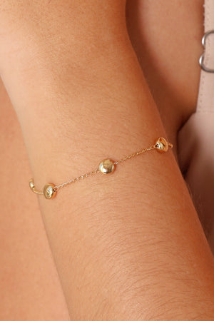 Pulseira Elos Bolas Achatadas Banhado a Ouro 18K