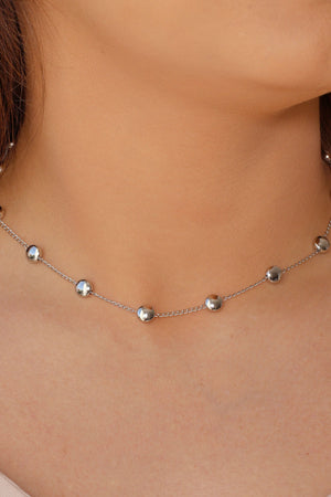 Choker Elos Bolas Achatadas Ródio Branco