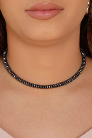 Choker Hematita Grafite 6 mm Banhado a Ouro 18K