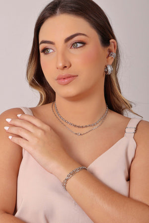 Choker Elos Ponto de Luz Cristal 6 mm Ródio Branco