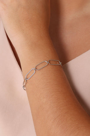 Pulseira Elos Ovais 8 mm Ródio Branco