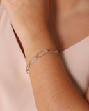 Pulseira Elos Ovais 8 mm Ródio Branco