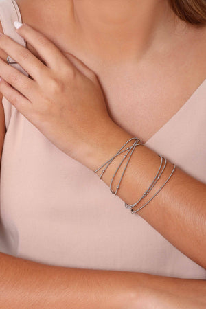 Pulseira Corda Violão Bolinhas 3 mm Ródio Branco