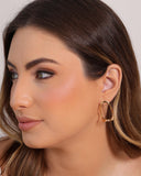 Brinco Orgânico Vazado Liso Banhado a Ouro 18K