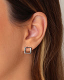 Brinco Quadrado Entrelaçado Ródio Branco