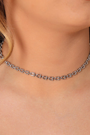 Choker Elos em U 5 mm Ródio Branco