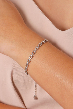 Pulseira Elos em U 5 mm Ródio Branco