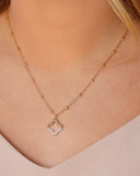 Gargantilha Elos Bolinhas Flor Cravejada Cristal Banhado a Ouro 18K - 45 cm