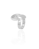 Anel Ajustável Redondo Liso e Espiral Tamanho M Ródio Branco