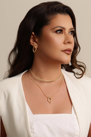 Gargantilha Rabo de Rato Pingente Orgânico Banhado a Ouro 18K - 40 cm