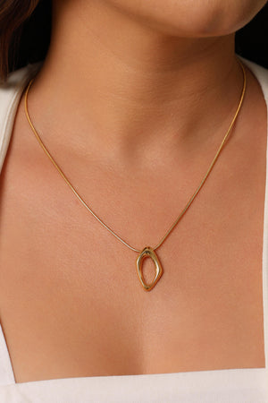 Gargantilha Rabo de Rato Pingente Orgânico Banhado a Ouro 18K - 40 cm