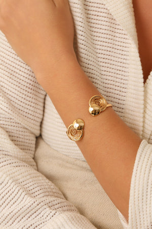 Bracelete Redondo Fios Espiral Banhado a Ouro 18K