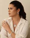 Bracelete Redondo Fios Espiral Ródio Branco