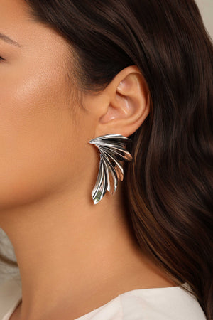 Brinco Asa Lisa 5.5 cm Ródio Branco