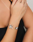 Bracelete Flor Pérola Ródio Branco