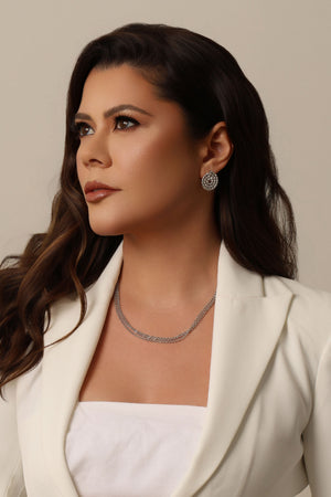 Brinco Espiral Torcido 2.1 cm Ródio Branco