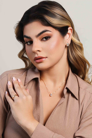 Gargantilha Veneziana Retângulo Cristal Banhado a Ouro 18K - 45 cm