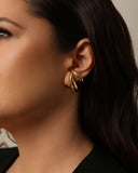 Ear Hook Dois Filetes Lisos Banhado a Ouro 18K