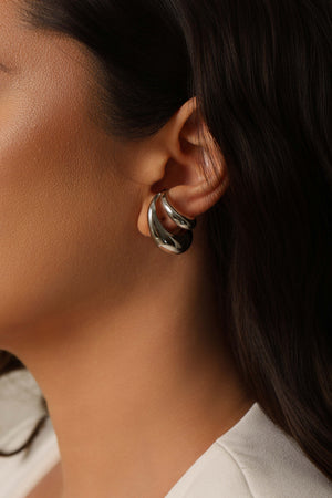 Ear Hook Dois Filetes Lisos Ródio Branco