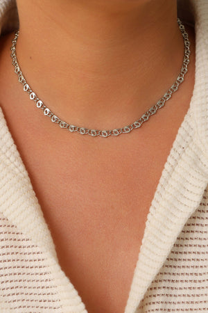 Choker Piastrine 5 mm Ródio Branco