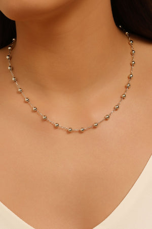 Gargantilha Elos Bolas Lisas 5 mm Ródio Branco - 45 cm