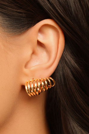 Ear Cuff Filetes Lisos 1.5 cm Banhado a Ouro 18K