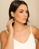 Choker Flores Pontos de Luz Cristal Banhado a Ouro 18K