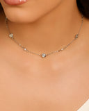 Choker Flores Pontos de Luz Cristal Ródio Branco