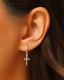 Brinco Argola Click Cruz 2.6 cm Ródio Branco