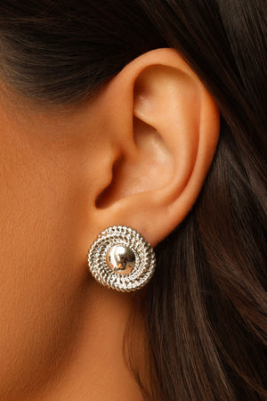 Brinco Redondo Entrelaçado Texturizado 1.8 cm Ródio Branco