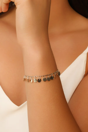 Pulseira Plaquinhas Lisas 6 mm Ródio Branco