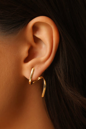 Brinco Orgânico Espiral Liso 2.7 cm Banhado a Ouro 18K